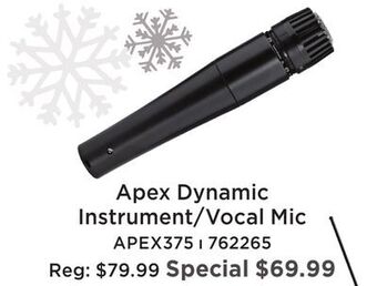 Long & McQuade Apex apex375 dynamic instrument / vocal microphone offer