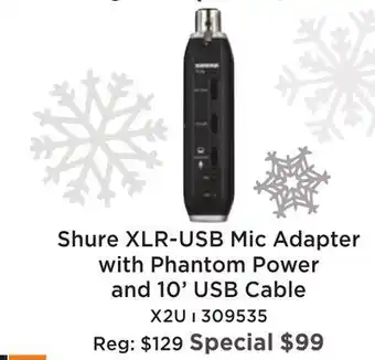 Long & McQuade Shure x2u - xlr-usb mic adapter w/phantom power and 10ft usb cable offer