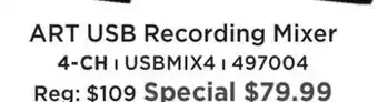 Long & McQuade Art pro audio 4 channel usb recording mixer offer