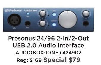 Long & McQuade Presonus 24/96 2 in/2 out usb 2.0 audio interface offer