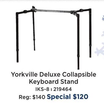 Long & McQuade Yorkville deluxe collapsible keyboard stand offer