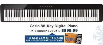 Long & McQuade Casio privia px-s1100 88-key digital piano - black offer