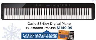 Long & McQuade Casio privia px-s3100 88-key digital piano - black offer