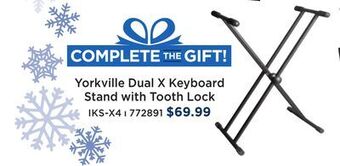 Long & McQuade Yorkville iks-x4 dual x keyboard stand with tooth lock offer