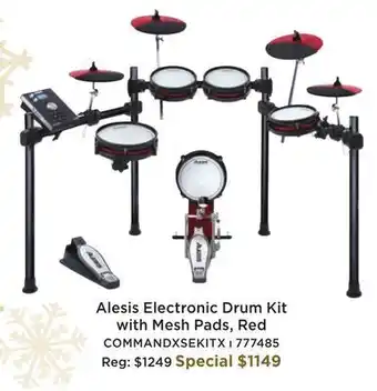 Long & McQuade Alesis electronic drum kit with mesh pads, red offer