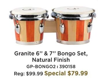 Long & McQuade 6" & 7" bongo set - natural finish offer