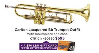 Long & McQuade Carlton bb trumpet outfit, lacquered w/case offer