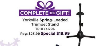 Long & McQuade Yorkville spring loaded tripod trumpet stand offer