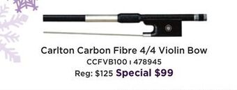 Long & McQuade Carlton carbon fibre 4/4 violin bow offer