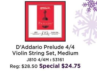 Long & McQuade D'addario orchestral prelude violin medium tension strings 4/4 offer