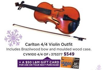Long & McQuade Carlton cvn100 - 4/4 violin outfit offer