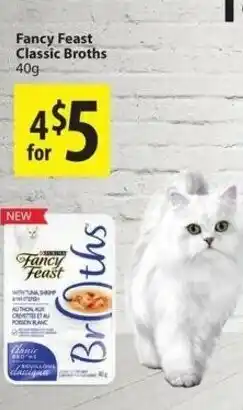 Save on Foods Fancy feast classic broths offer