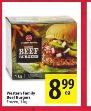 Save on Foods Western family beef burgers offer