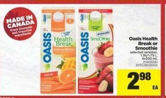 Real Canadian Superstore Oasis health break or smoothie offer