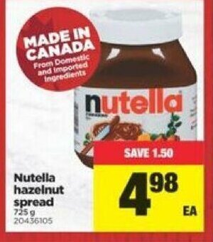 Real Canadian Superstore Nutella hazelnut spread offer