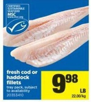 Real Canadian Superstore Fresh cod or haddock fillets offer