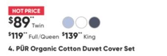 Sleep Country Pür organic cotton duvet cover set offer