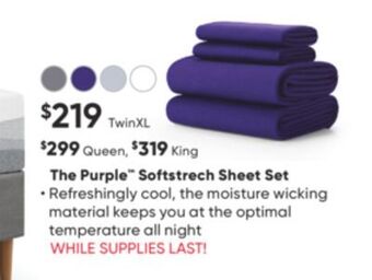 Sleep Country The purple softstrech sheet set offer