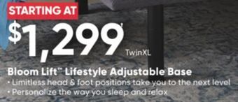 Sleep Country Bloom lift lifestyle adjustable base offer
