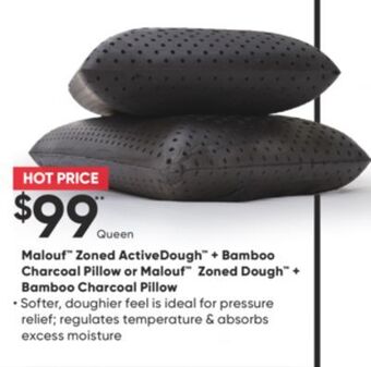 Sleep Country Malouf zoned activedough + bamboo charcoal pillow or malouf zoned dough + bamboo charcoal pillow offer