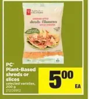 Real Canadian Superstore Plant-Based shreds or sliced offer
