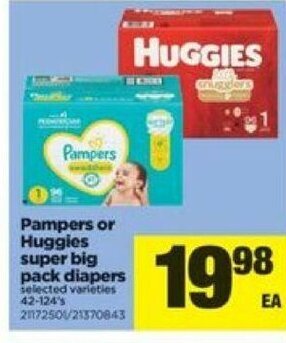 Real Canadian Superstore Pampers or Huggies super big pack diapers offer