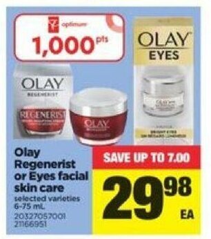 Real Canadian Superstore Olay Regenerist or Eyes facial skin care offer