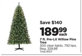 Michaels 7ft Pre-Lit Willow Pine Tree offer