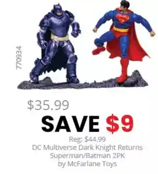 GameStop Dc multiverse dark knight returns superman/batman 2pk by mcfarlane toys offer