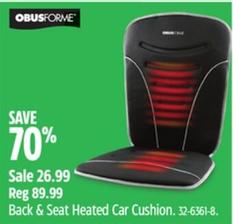Canadian Tire Obusforme back & seat heated car cushion offer