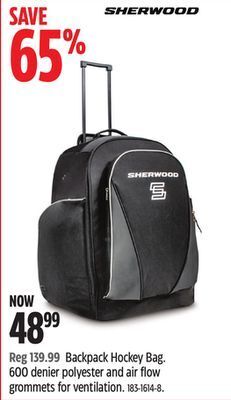 Canadian Tire Sherwood backpack hockey bag offer