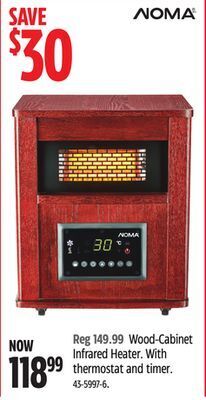 Noma wood-cabinet infrared heater offer at Canadian Tire