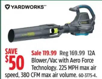 Canadian Tire Yardworks blower/vac with aero force technology offer
