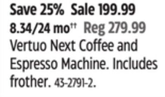 Canadian Tire Nespresso vertuo next coffee and espresso machine offer