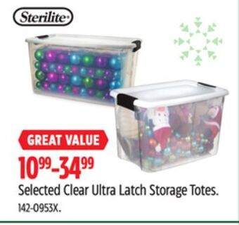 Canadian Tire Sterilite selected clear ultra latch storage totes offer