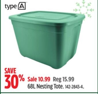 Canadian Tire Type a 68l nesting tote offer