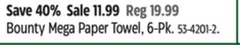 Canadian Tire Bounty mega paper towel, 6-pk offer