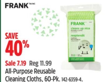 Canadian Tire Frank all-purpose reusable cleaning cloths, 60-pk offer