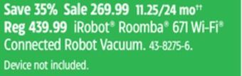 Canadian Tire Irobot roomba 671 wi-fi® connected robot vacuum offer