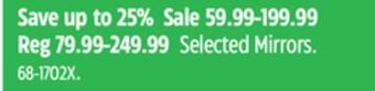 Canadian Tire Selected mirrors offer