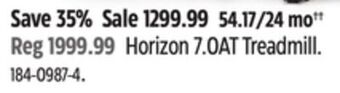 Canadian Tire Horizon 7.0at treadmill. offer