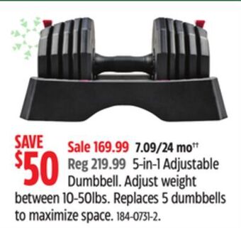 Canadian Tire Weider 5-in-1 adjustable dumbbell offer