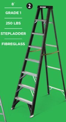 Canadian Tire Maximum grade 1 fiberglass heavy-duty industrial step ladder, 250-lb, 8-ft offer