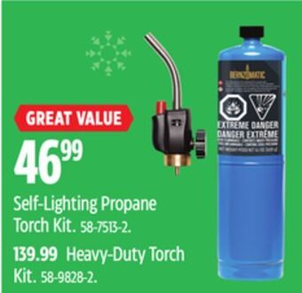Canadian Tire Bernzomatic self-lighting propane torch kit offer