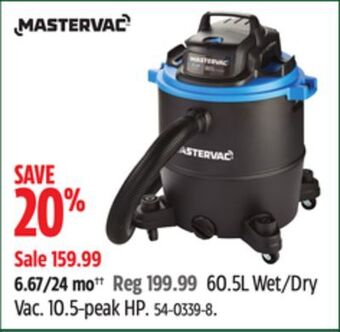 Canadian Tire Mastervac 60.5l wet/dry vac offer