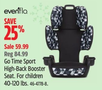 Canadian Tire Evenflo go time sport high-back booster seat offer