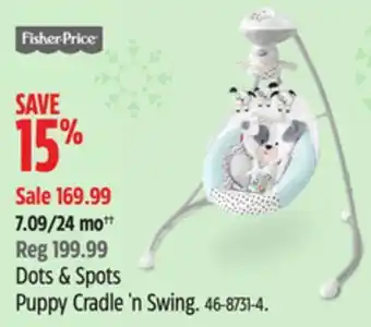 Canadian Tire Fisher-price dots & spots puppy cradle 'n swing offer
