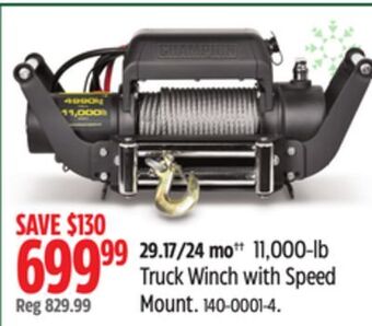 Canadian Tire 11,000-lb truck winch with speed mount offer