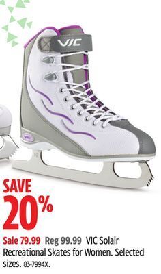 Canadian Tire Vic solair recreational skates for women offer