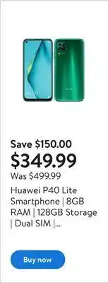 Walmart Huawei p40 lite smartphone | 8gb ram | 128gb storage | dual sim | unlocked offer